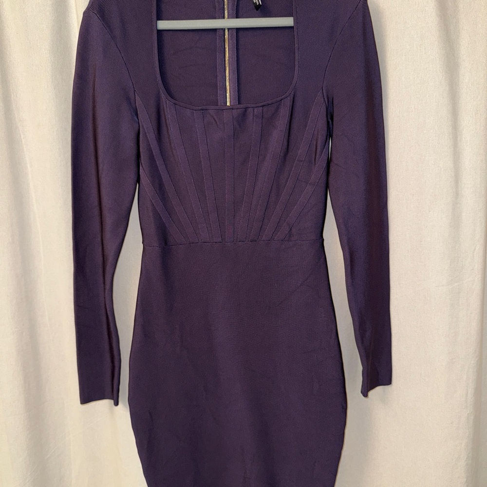 Guess by Marciano Deep Purple body con Long Sleeve Dress